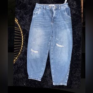 Zara Light Blue Distressed Boyfriend Jeans